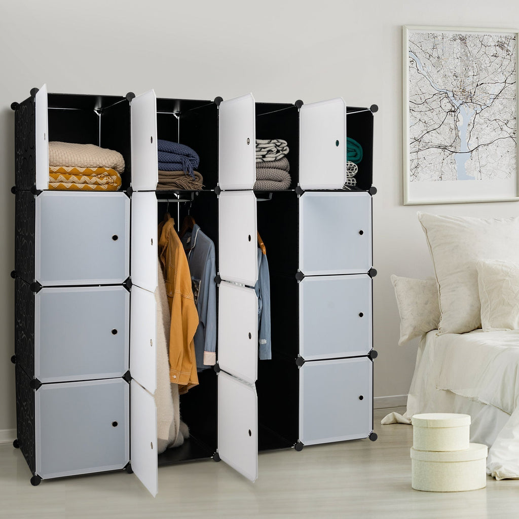 Storage Wardrobe Closet with Hanging Rods