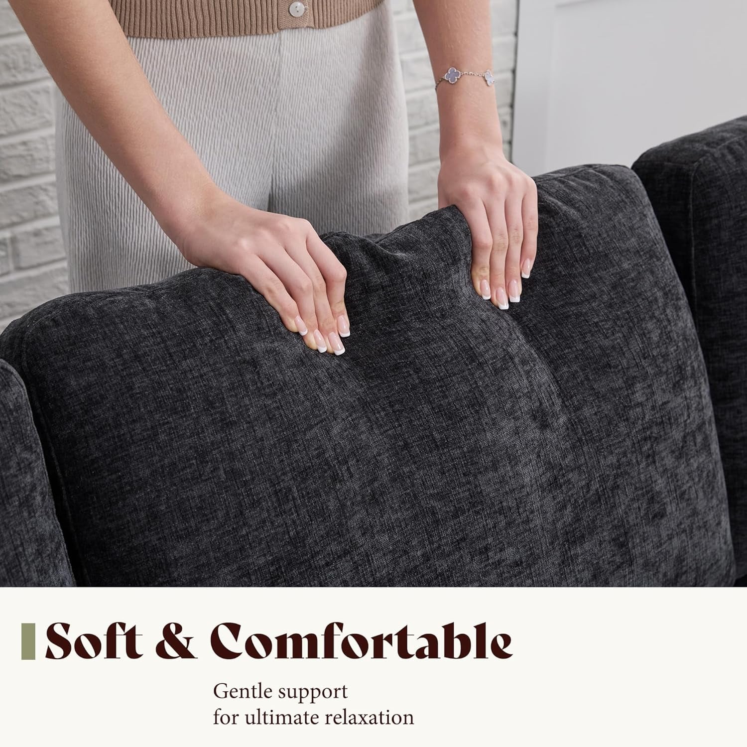 Grey Chenille 74.8 Inch Luxurious Contemporary Sofa