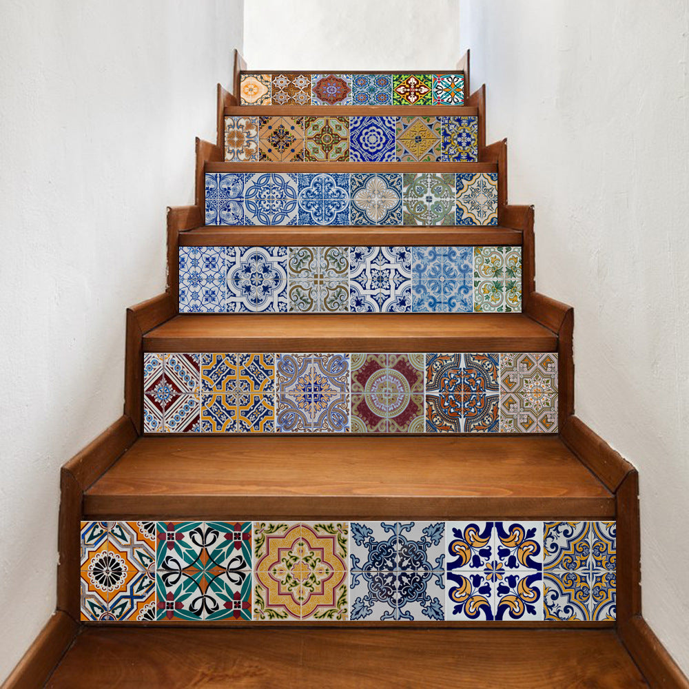 Self-Adhesive Stair Stickers - Digital Print Decor (6 Sets)