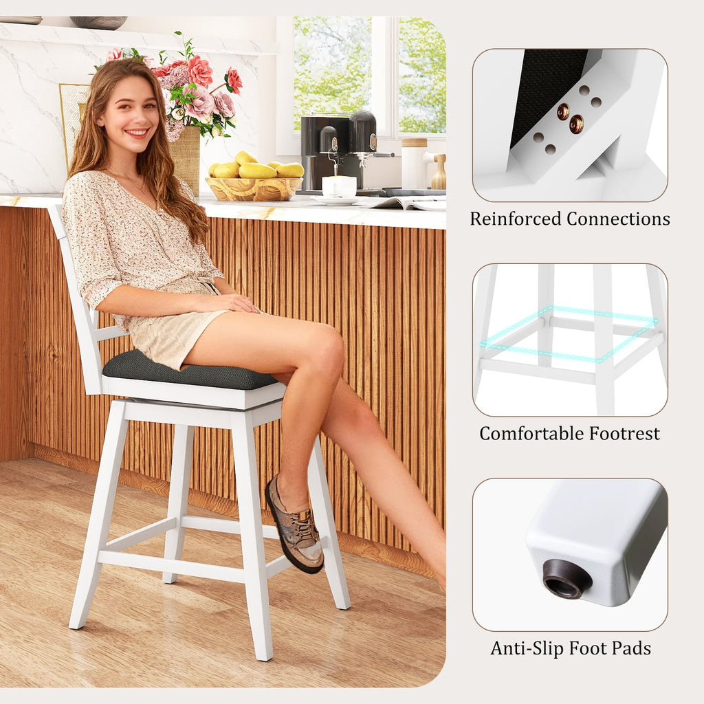 Counter Height Swivel Bar Stools with Upholstered Seat