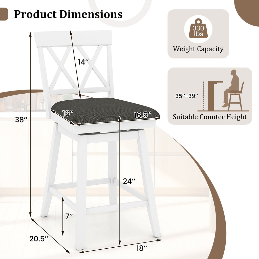 Counter Height Swivel Bar Stools with Upholstered Seat