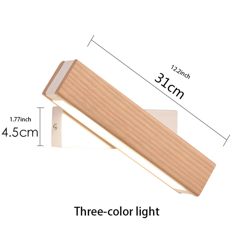 Minimalist Rotatable Wooden LED Wall Lamp for Bedroom