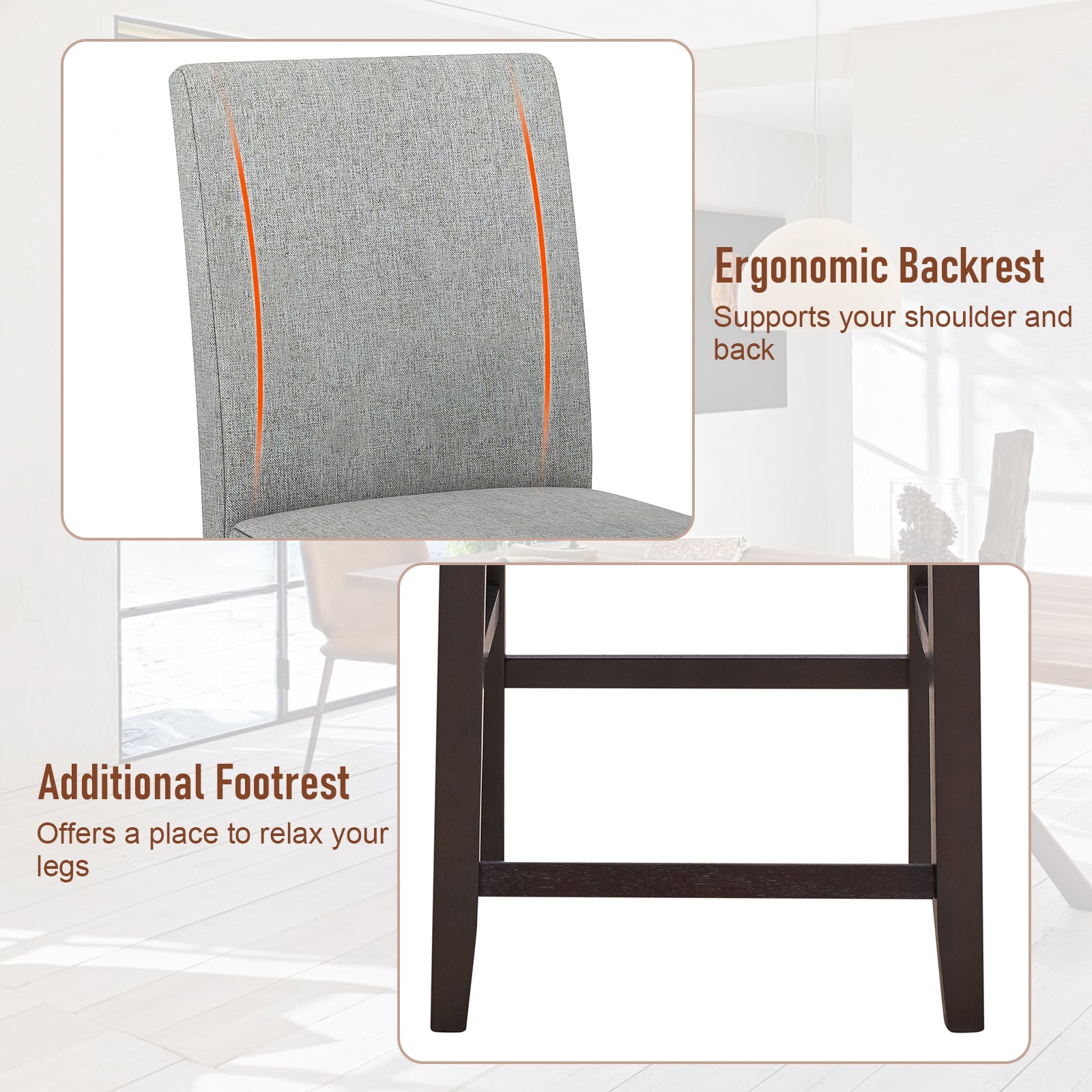 25 Inch Counter Height Set of 2 Bar Stools