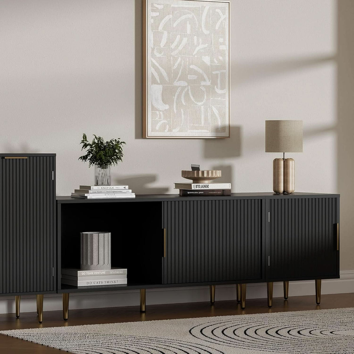 Black 65 Inch Television Stand Entertainment Center