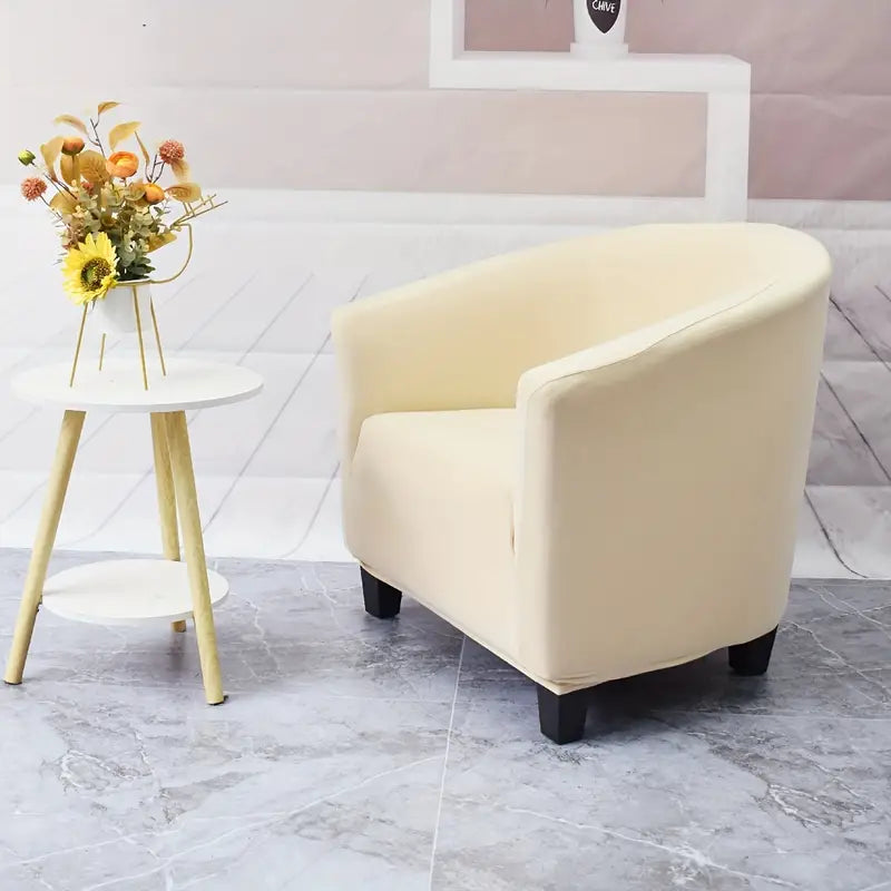 Stretch Spandex Club Chair Slipcover - Cream Color