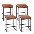 26 inch Bar Stools Set of 4 Counter Height Barstools with Faux Leather Upholstered Seat