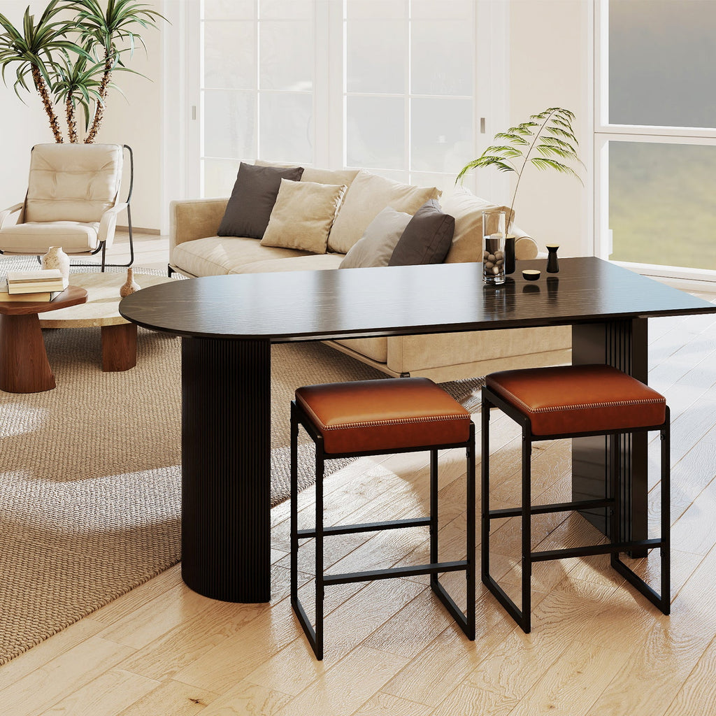 26 inch Bar Stools Set of 4 Counter Height Barstools with Faux Leather Upholstered Seat