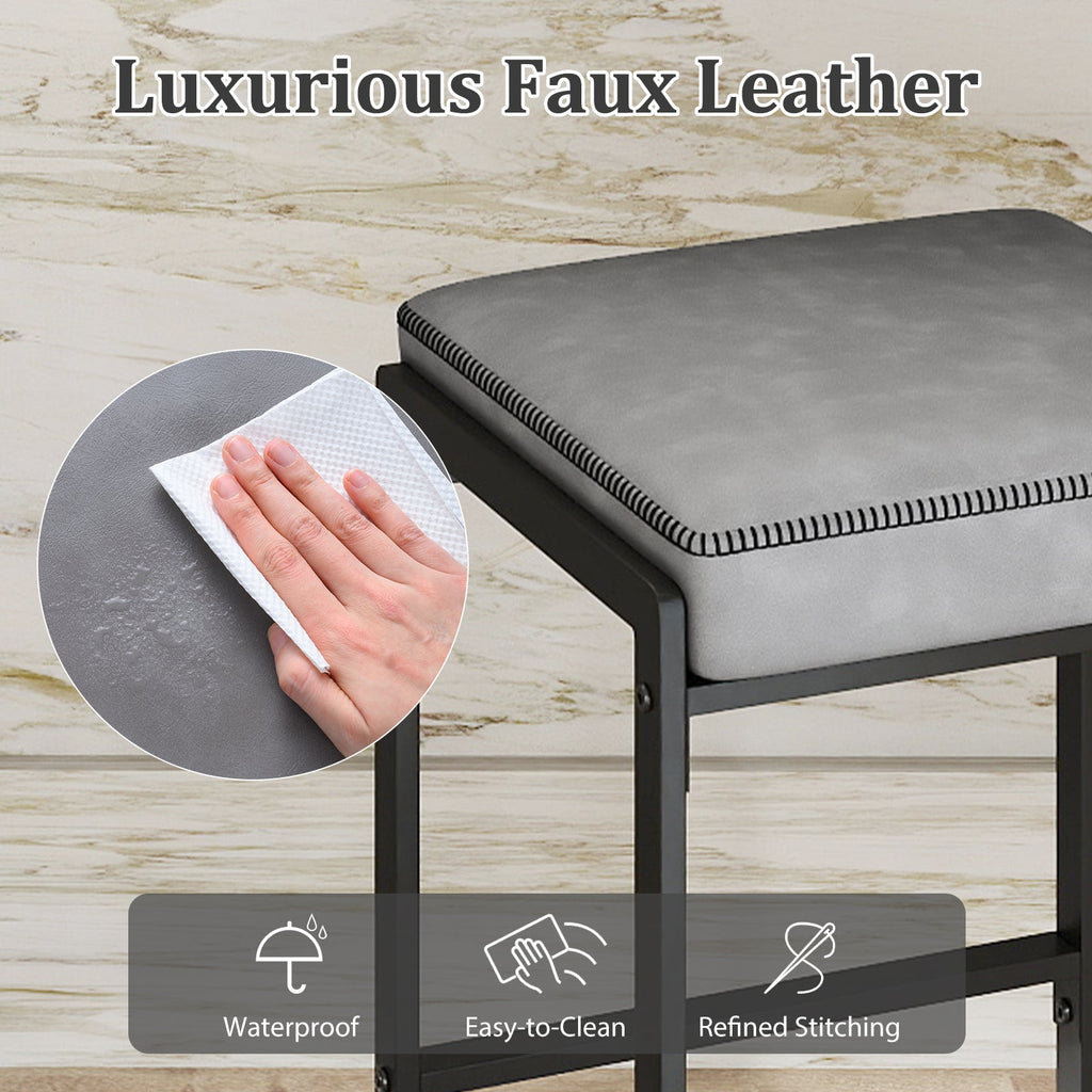 26 inch Bar Stools Set of 4 Counter Height Barstools with Faux Leather Upholstered Seat