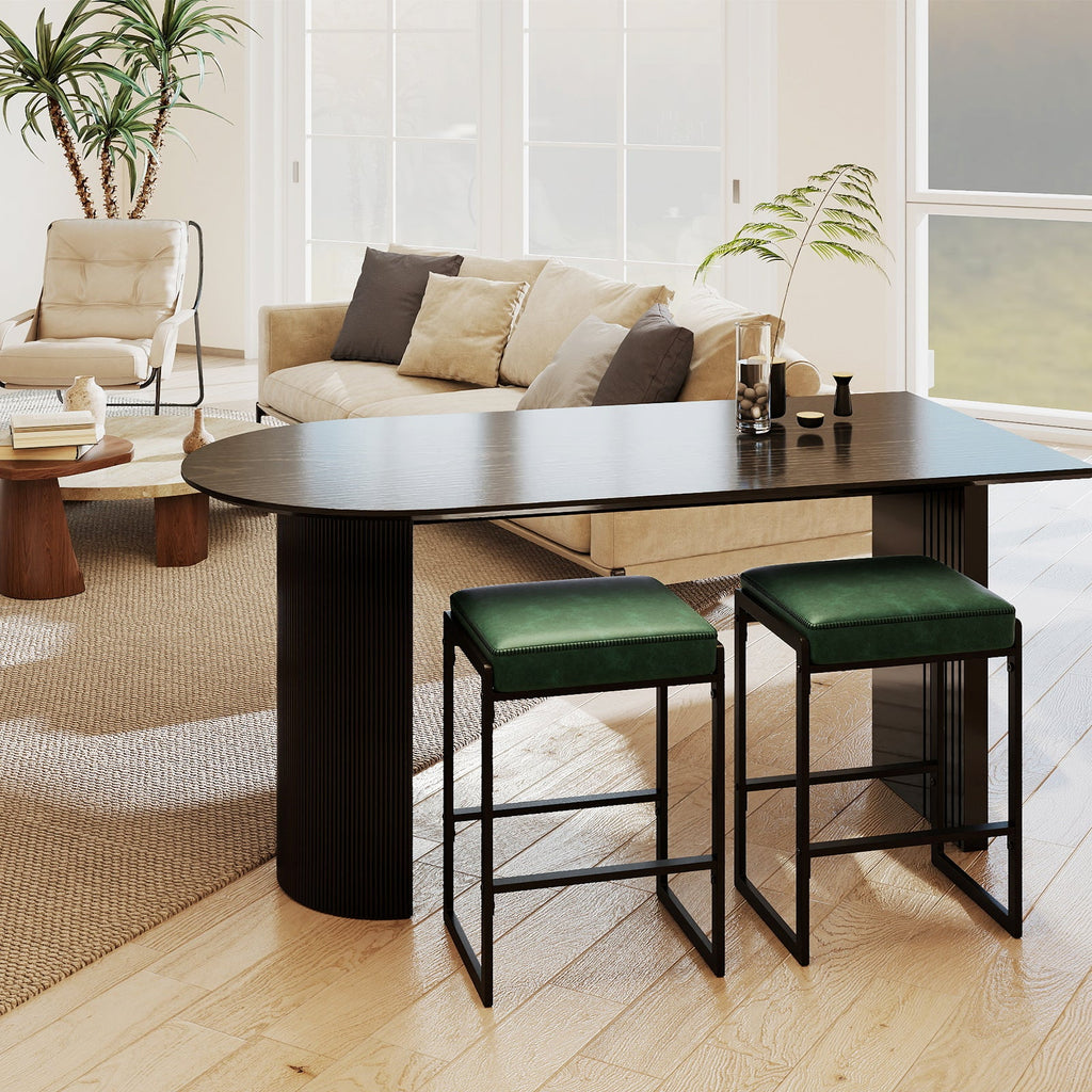 26 inch Bar Stools Set of 4 Counter Height Barstools with Faux Leather Upholstered Seat
