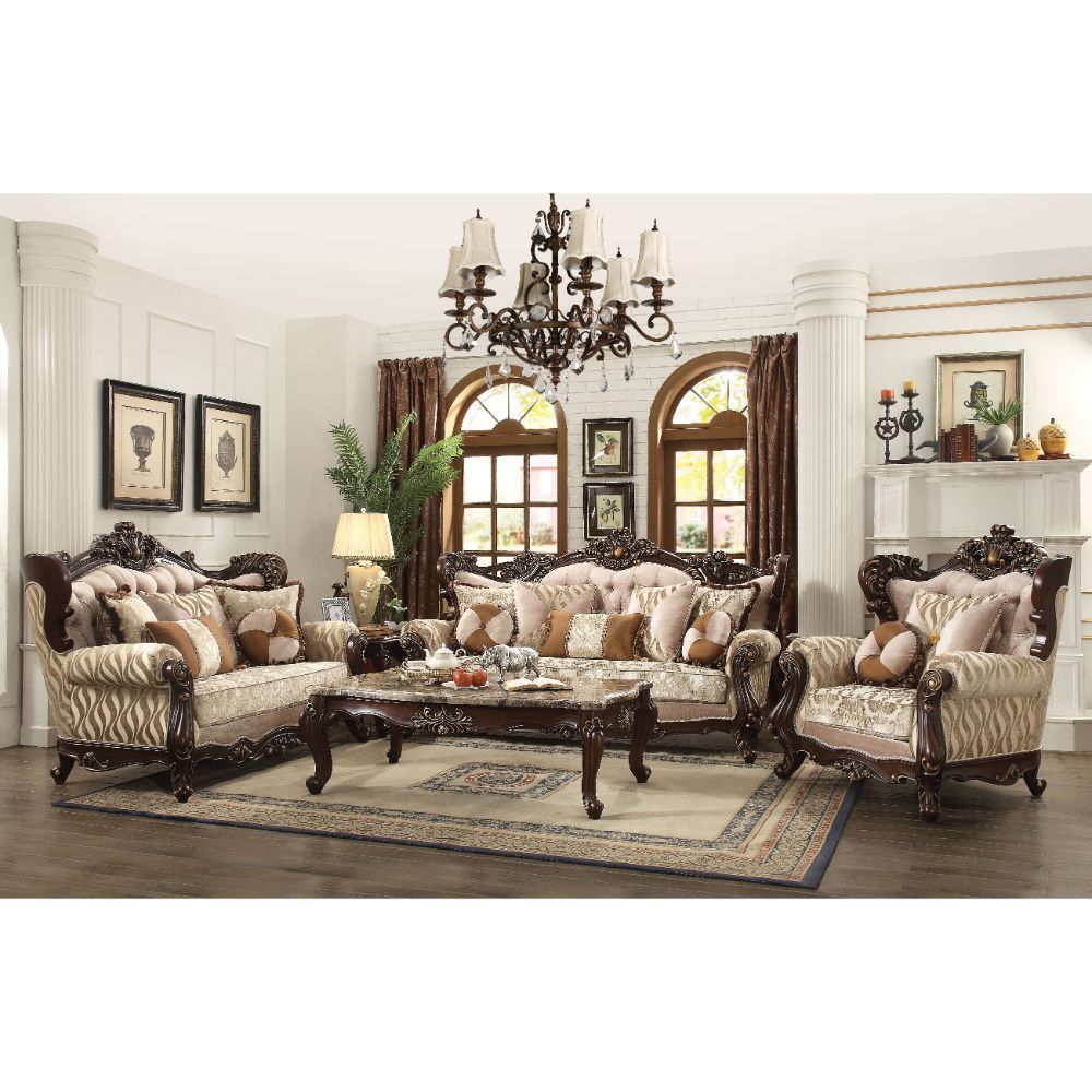 Shalisa - Sofa With 7 Pillows (Same Lv01585) - Fabric & Walnut