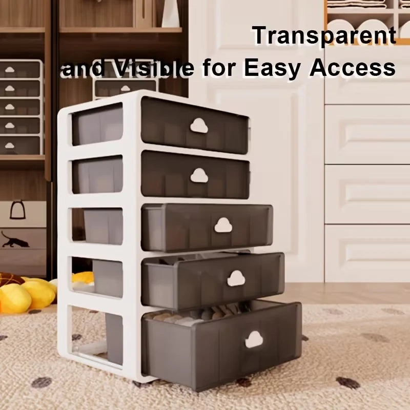 Multi-layer Storage Cabinet,Neatly Arranged Closet Divider,Multilayer Drawer Storage Box, Kitchen Shelf, Sock Underwear Divider Organizer, Plastic Wardrobe & Cosmetic Desktop Storage Cabinet for Home Organization, Storage Drawer Units