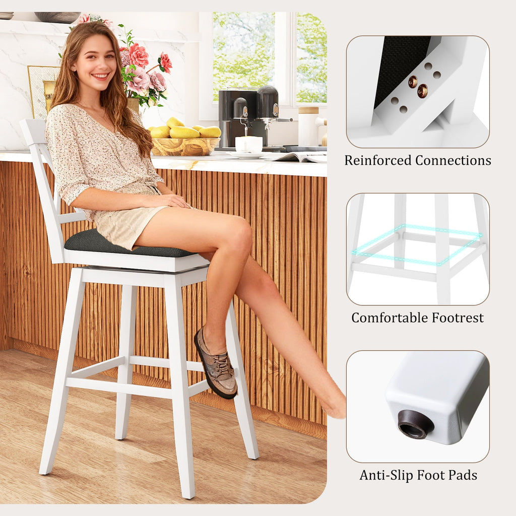 Counter Height Swivel Bar Stools with Upholstered Seat