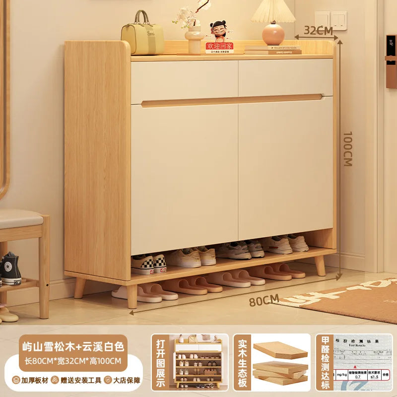 HYS solid wood shoe cabinet, entrance cabinet, new indoor locker at the entrance of the home
