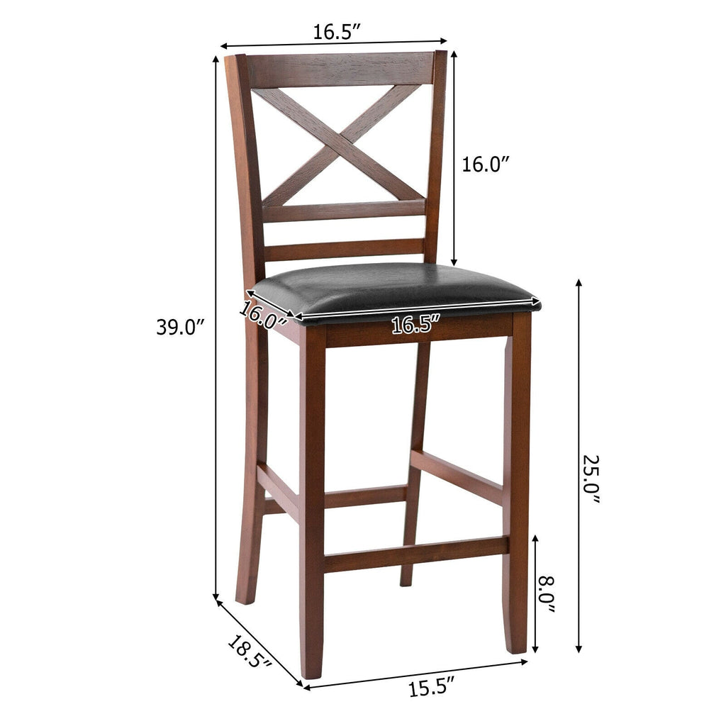 Counter Height Bar Stools 25 Inch - Set of 2 with PU Leather