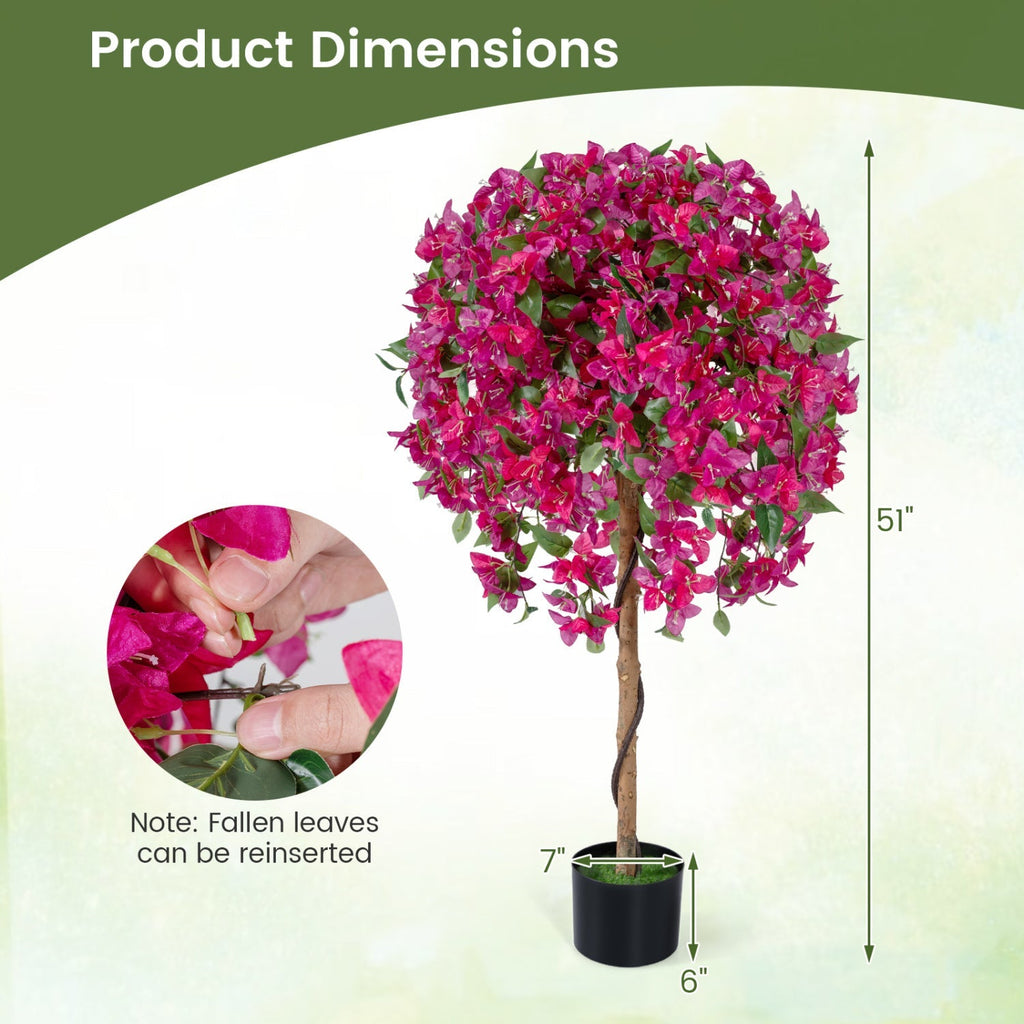 2 Pack Artificial Azalea Trees Faux Floral Plants with Vivid Blooming Flowers