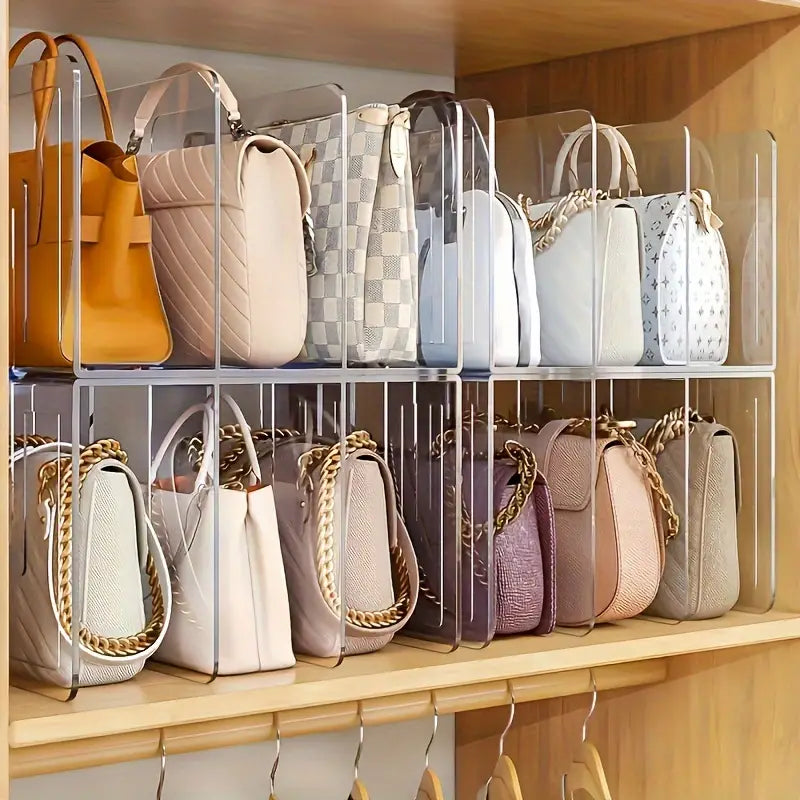 Clear Closet Storage Dividers Rack - Set of 4, Detachable Cupboard Shelf Organizers