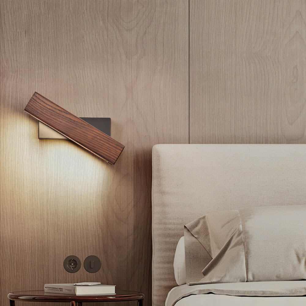 Minimalist Rotatable Wooden LED Wall Lamp for Bedroom