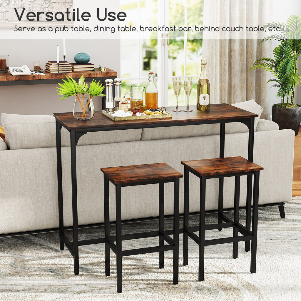 Industrial 3-Piece 47.5" Counter-Height Dining Table and 2 Bar Stools