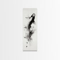 Tall Skinny Koi Fish Painting Print, Black and White Wabi Sabi Wall Art, Koi Fish Wall Decor, Japanese Style Elegant Artwork, Narrow Wall Art