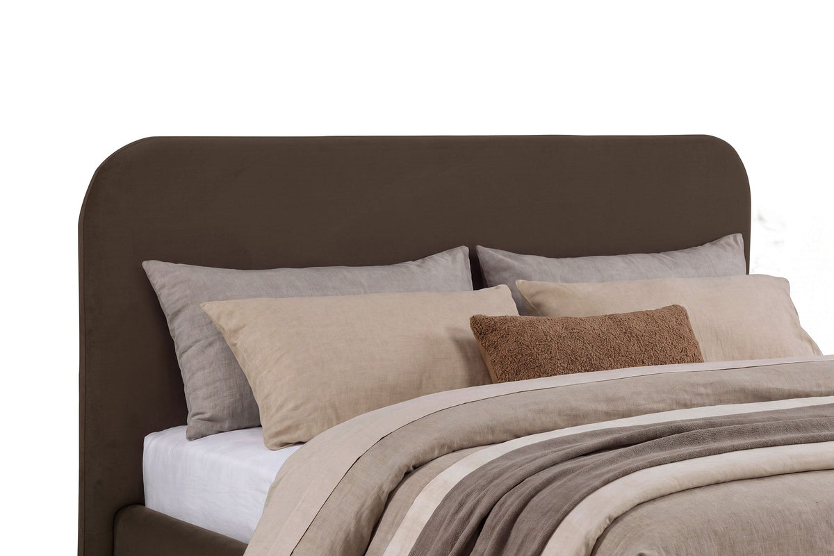 Anders Upholstered Eastern King Storage Lift Platform Bed Chocolate