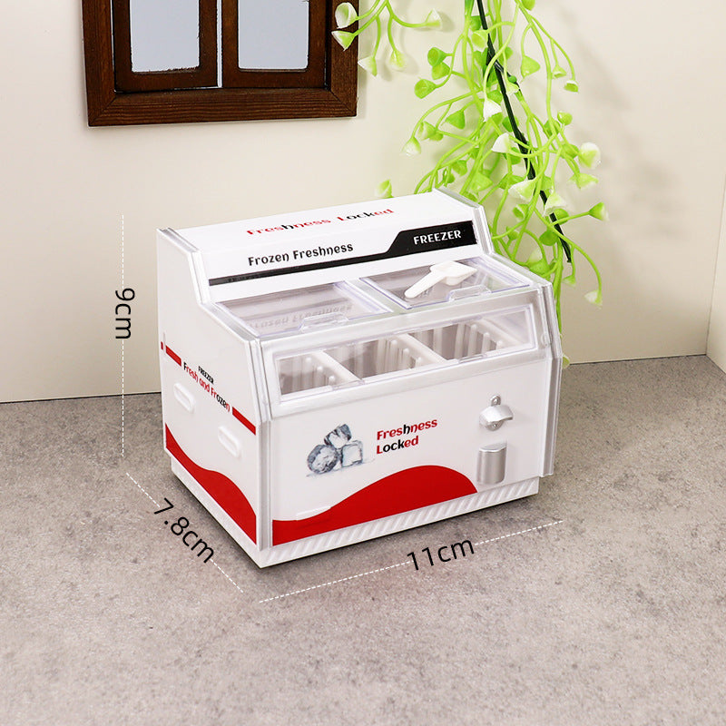 Magnetic Fridge Sticker Mini Refrigerator Dollhouse Miniature Playset Ice Cream Cabinet Toy Decoration Simulation