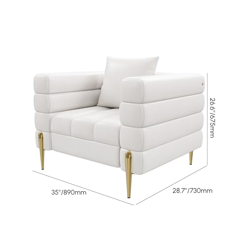 homary Boucle Accent Chair, Modern Upholstered Armchair with Gold Legs
