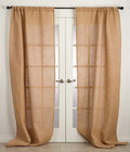 Fennco Styles Open Wave Burlap Unlined Curtain Rod Pocket Jute Window Curtain Single 1 Panel for Bedroom, Living Room, Patio Door Backing Sliding Glass Door Drape