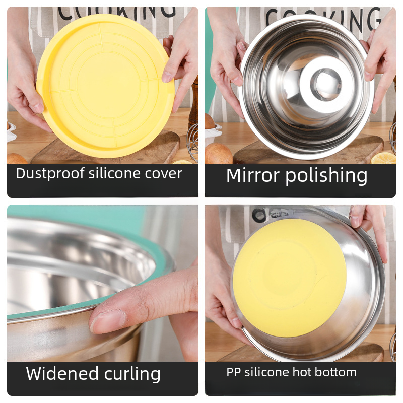 Stainless Steel Mixing Bowl with Silicone Base and Handle