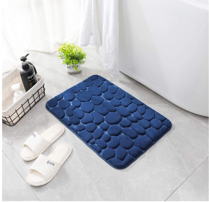 Cobblestone Embossed Bathroom Mat Non-slip Memory Foam Pad