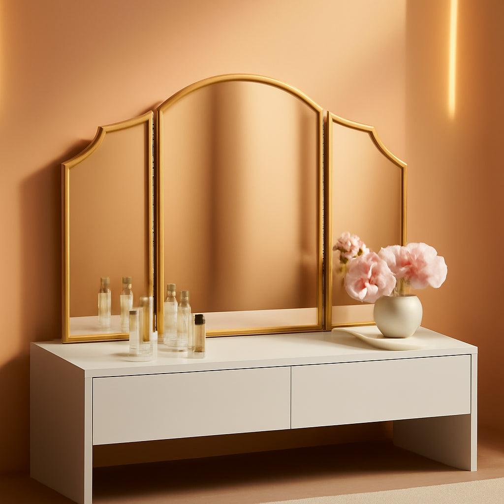 Gold Scalloped Vanity Mirror For Bedroom Wall Decor