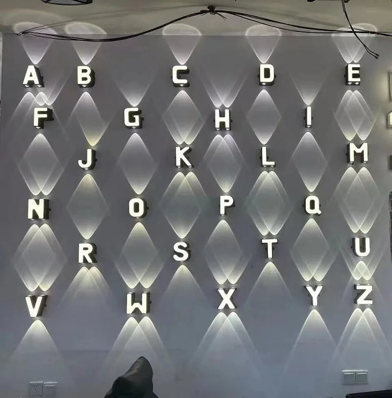 Outdoor IP65 Waterproof Wall Light Indoor Lighting Home Decor Advertising Words for Shop Restaurant 26 Letters Model Wall Lamp