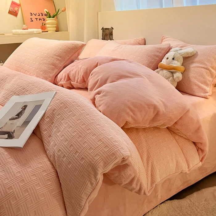 1pc Thicken Winter Super Warm Duvet Cover For Double Bed 3D Carving Milk Velvet Comforter Cover Queen funda nordica cama 150
