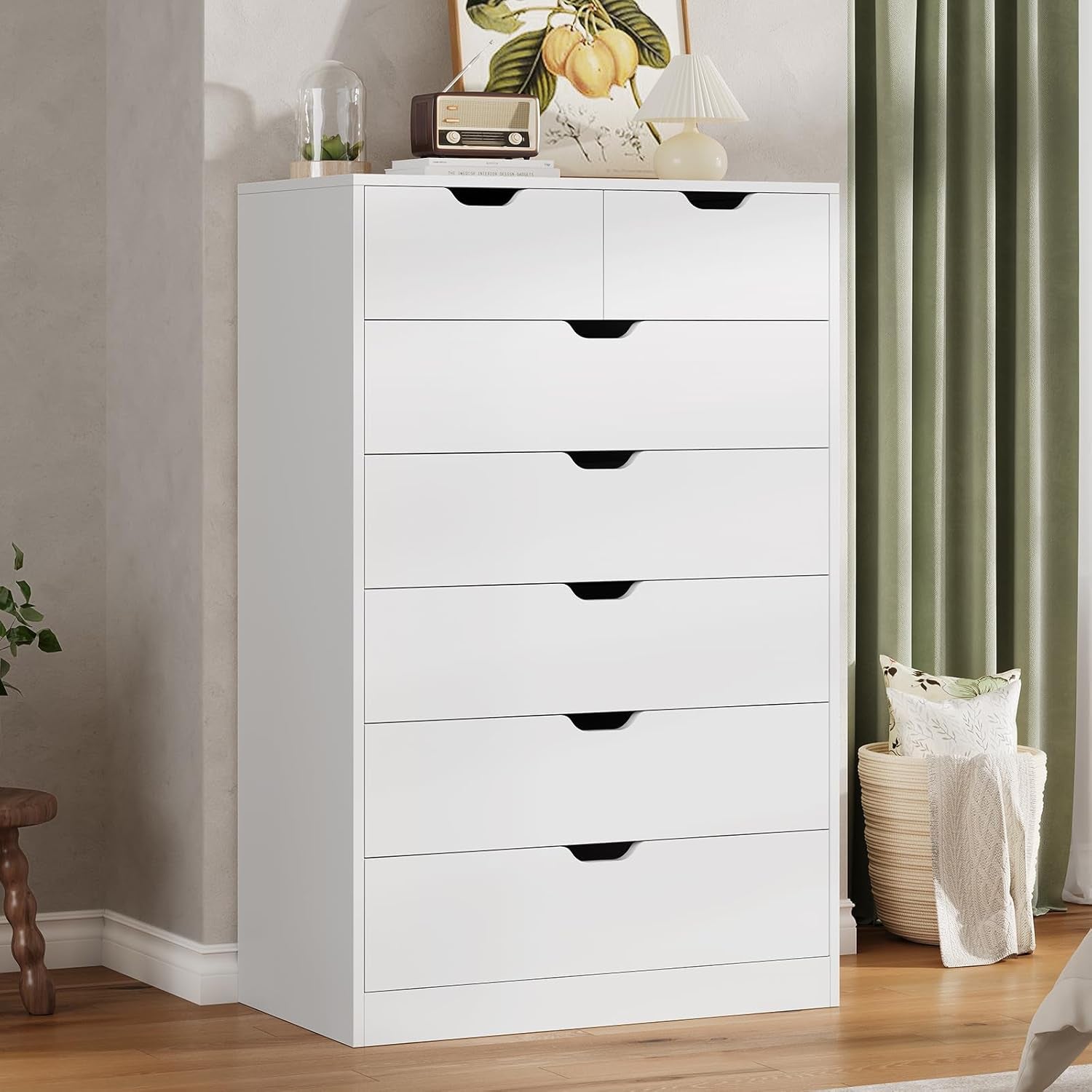 Elegant White Tall 7 Drawer Dresser Bedroom Organization