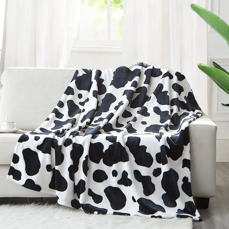 Black and White Cow Print Soft Fleece Blanket