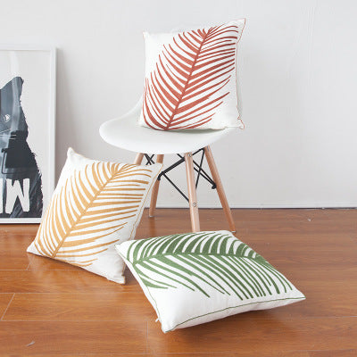 Fresh Style Feather Embroidered Pillowcase for Bedroom