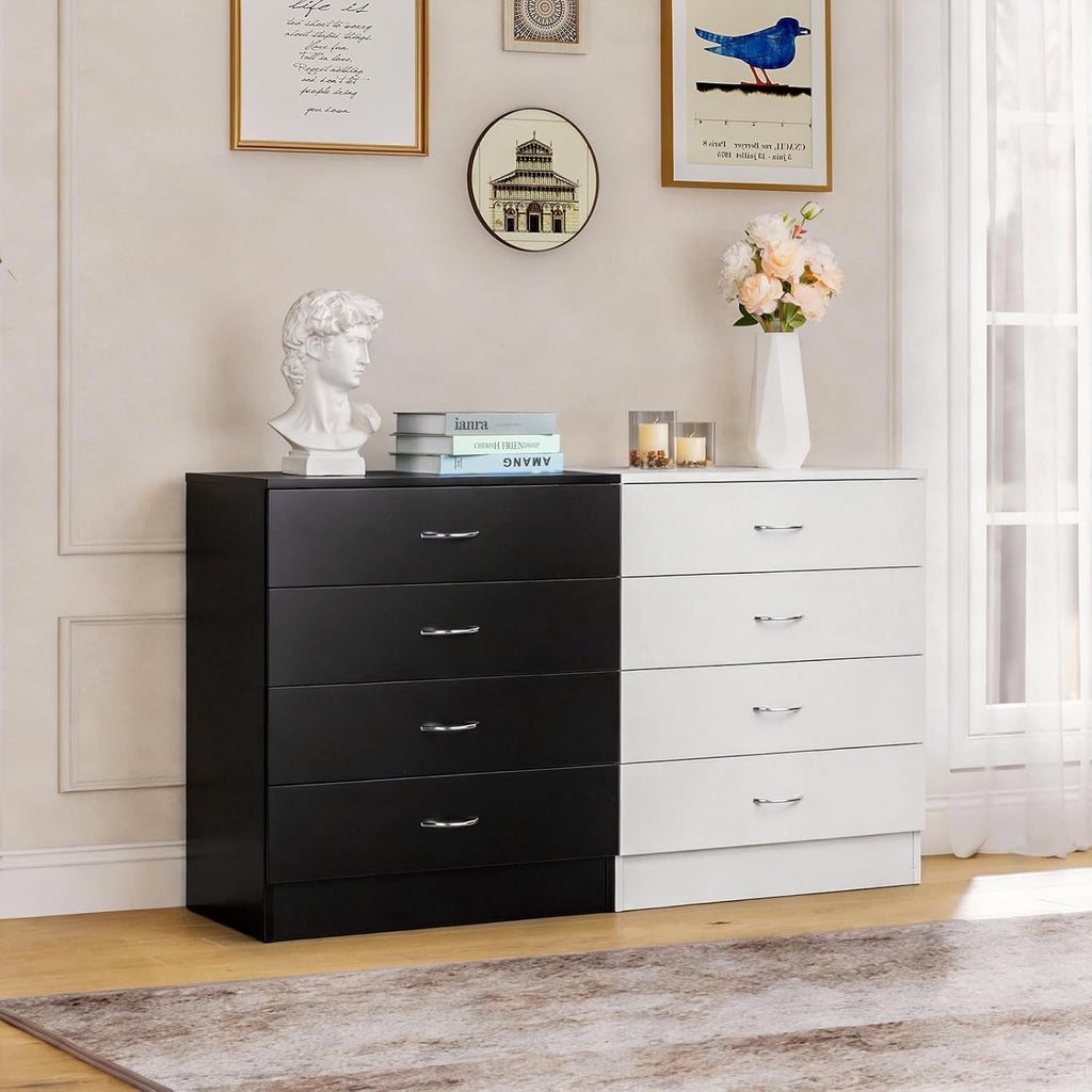 Black Four Drawer Dresser for Bedroom Organization