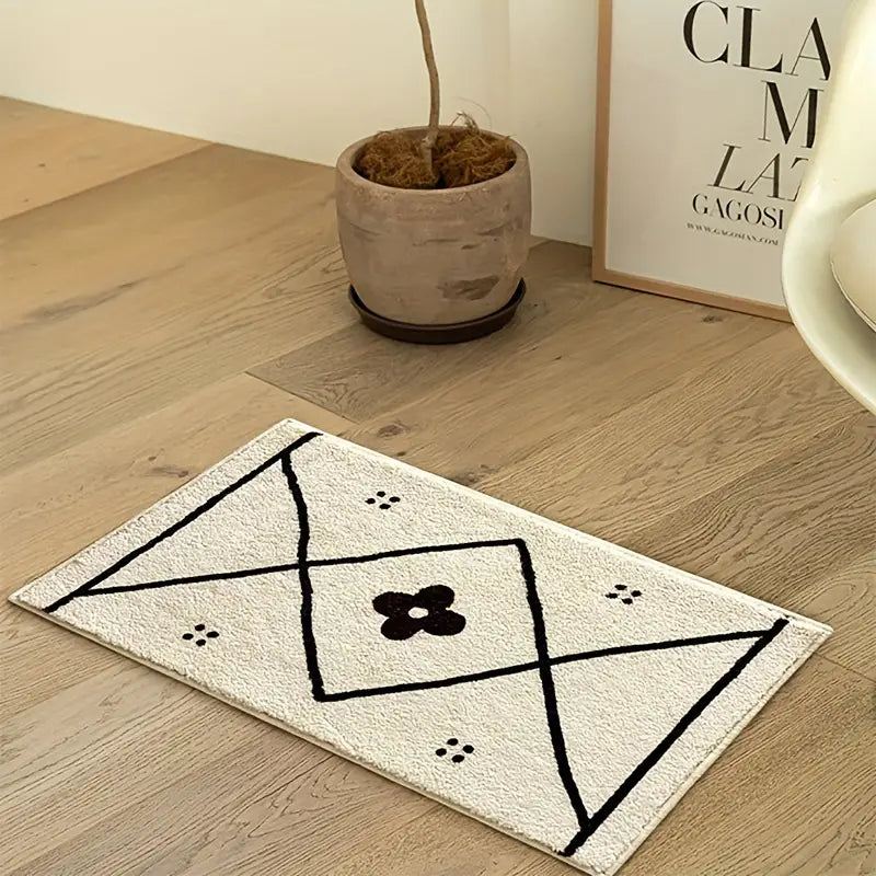 Cashmere Print Non-slip Flower Bathroom Floor Mat (1pc)