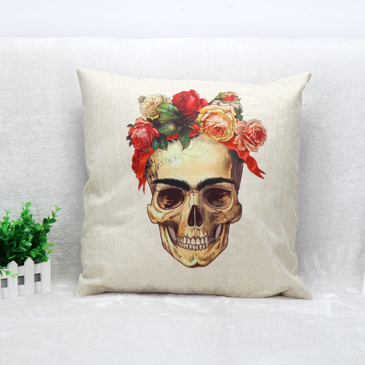 Cool Colorful Skull Throw Pillow Cover for Sofa