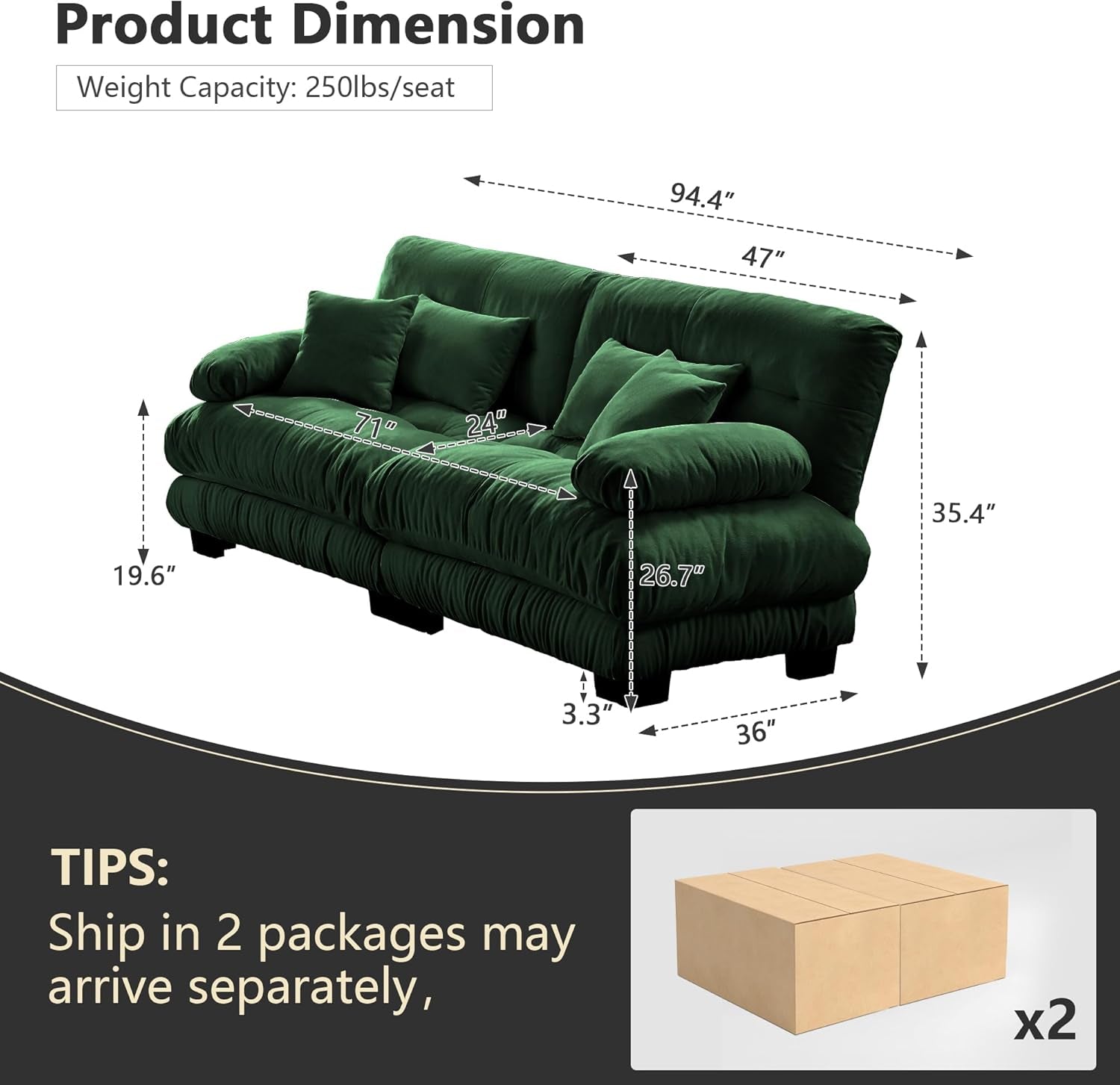 Green Chenille Modular Sectional Sofa Ultra Comfort