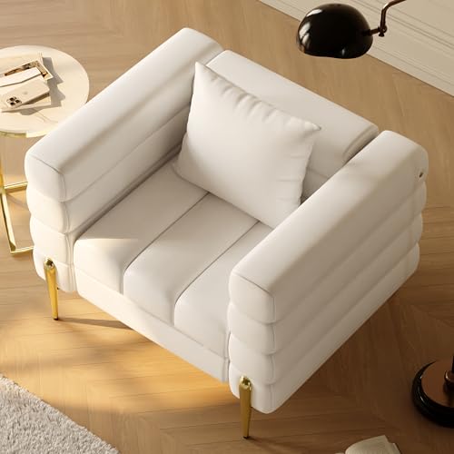 homary Boucle Accent Chair, Modern Upholstered Armchair with Gold Legs