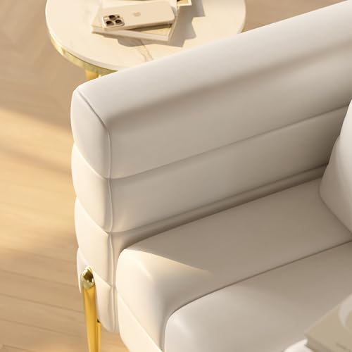 homary Boucle Accent Chair, Modern Upholstered Armchair with Gold Legs