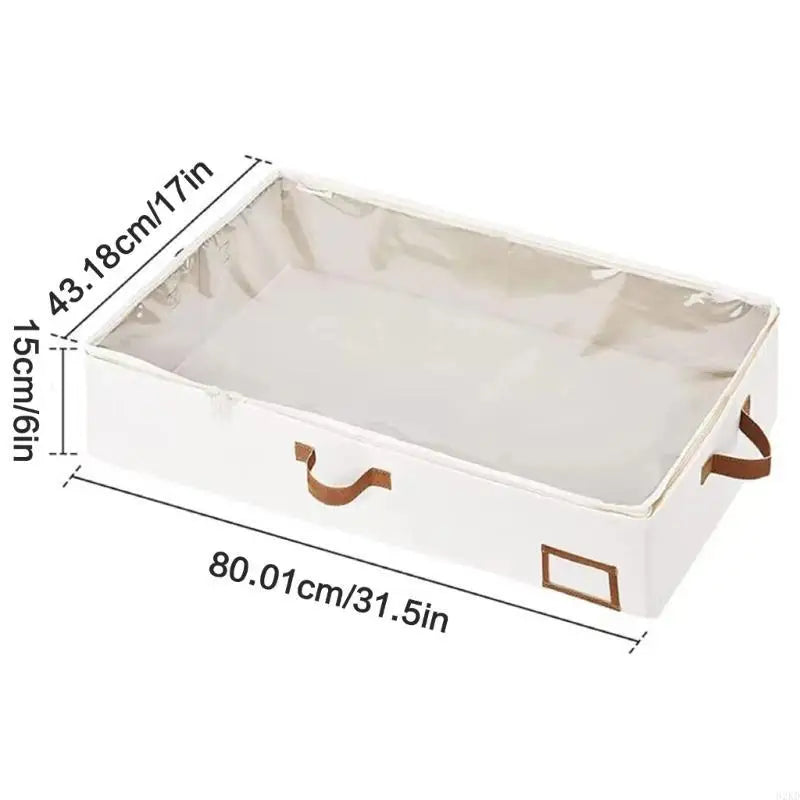62KD Under Bed Storage Container for Blanket Comforter Clothes with Handle and Clear Window Home Organization Tool
