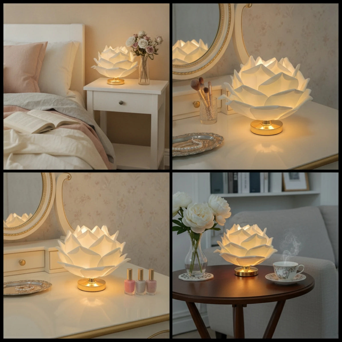Rose Table Lamp Corded Rose Lamp Sculptural Warm Light for Bedroom, Reading Corner