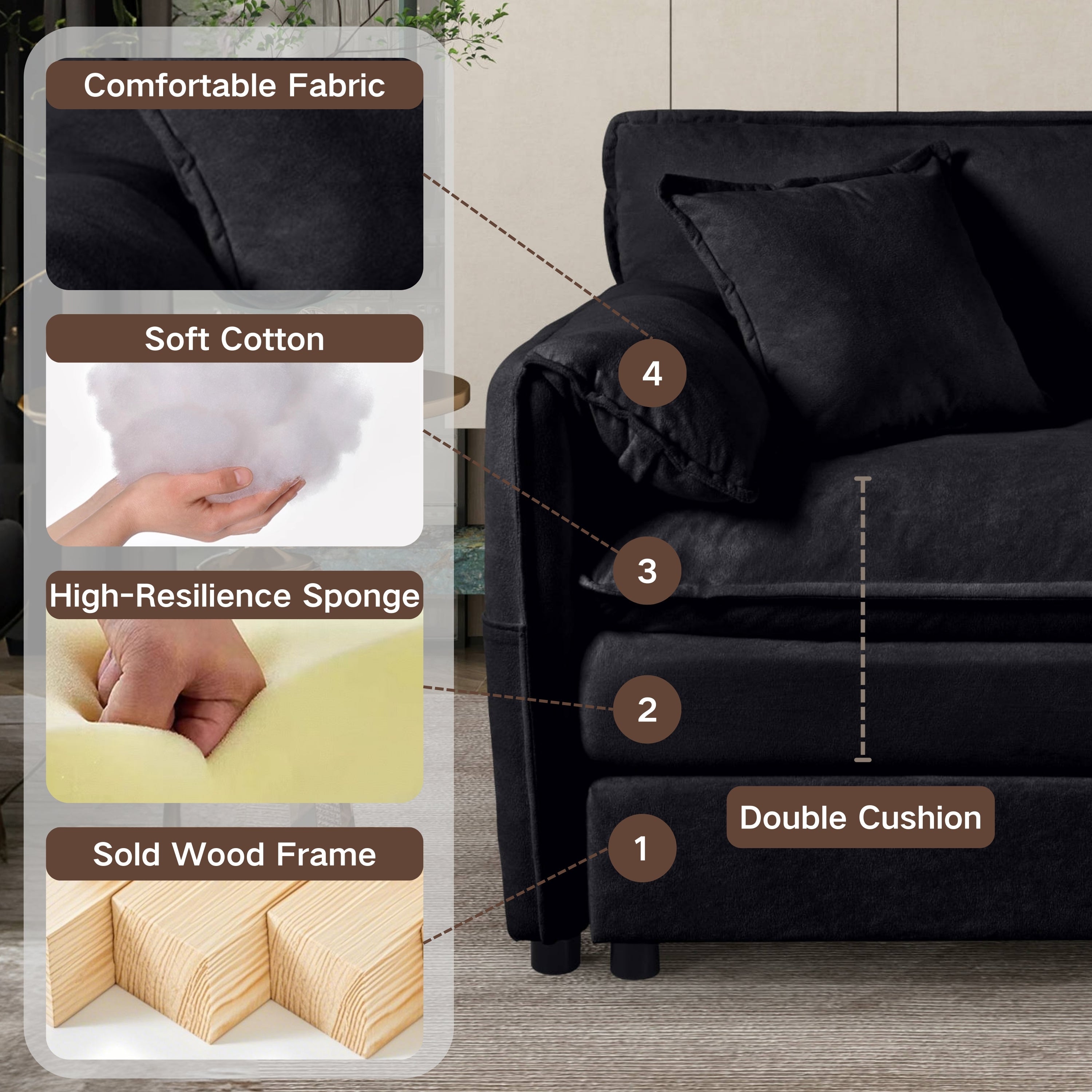 Oversized Chenille Accent Chair Set of 2