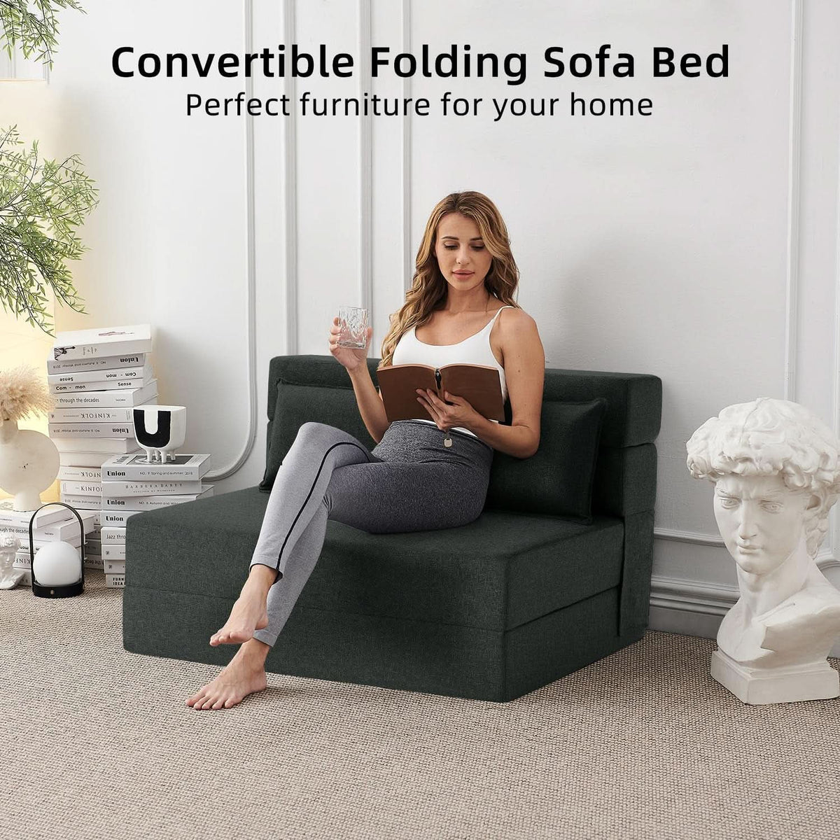 Dark Gray Standard Size Multifunctional Convertible Sofa