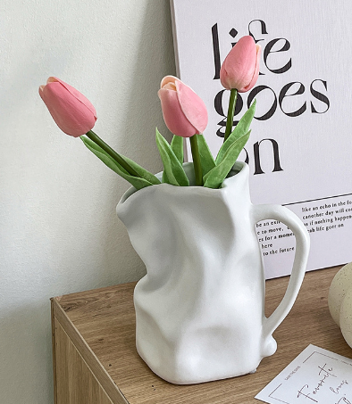 Ceramic Vase - Wrinkled Design in Dirty Colors (One)