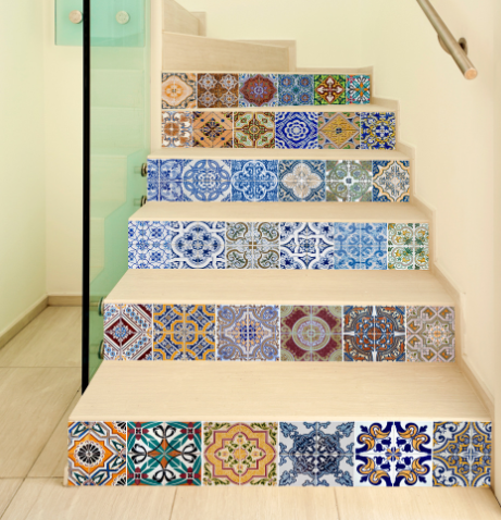 Self-Adhesive Stair Stickers - Digital Print Decor (6 Sets)