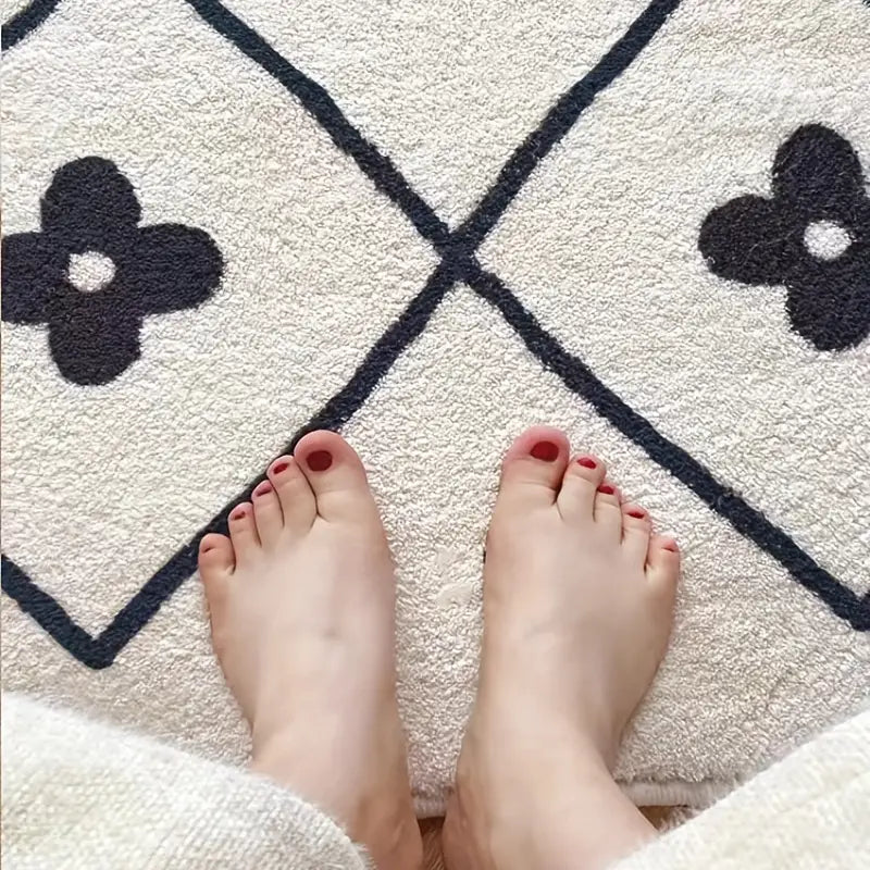 Cashmere Print Non-slip Flower Bathroom Floor Mat (1pc)