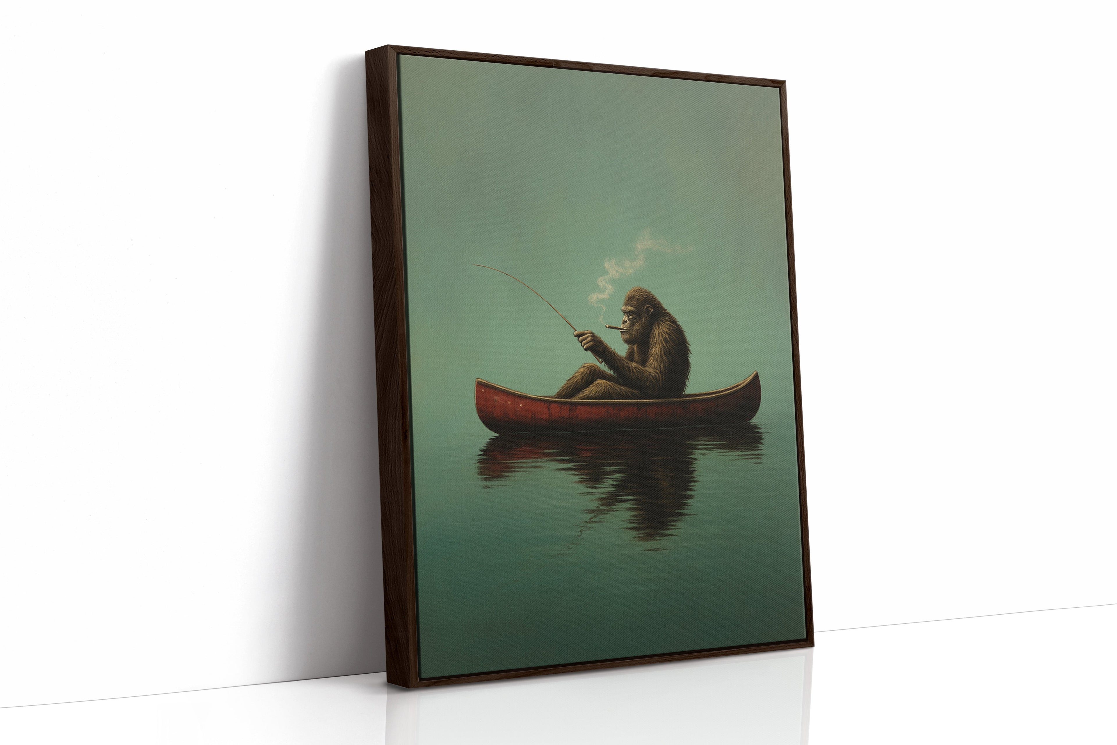 Fishing Ape in a Red Canoe