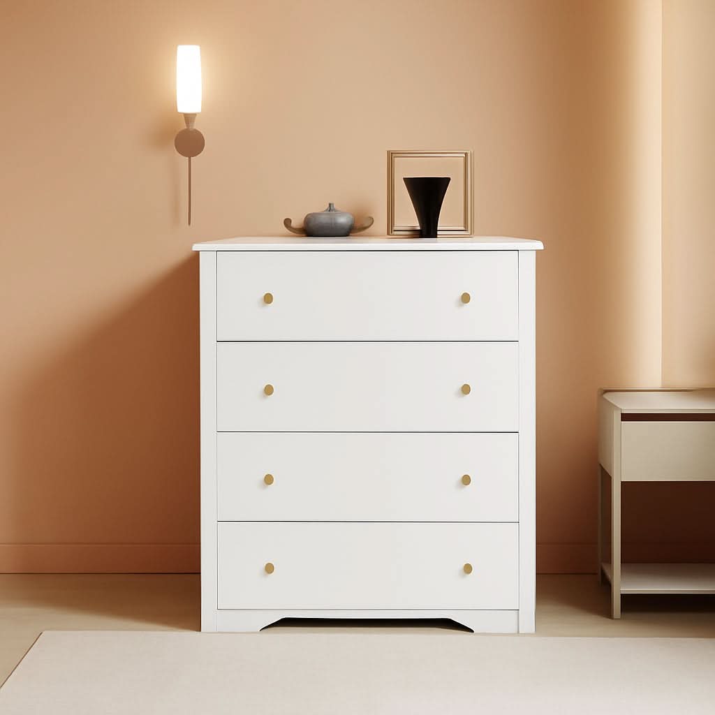 White Dresser With Four Drawers Modern Bedroom Storage